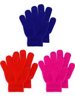 Geyoga 3 Paar Winter Kinder Gestrickte Handschuhe Warme Kinder Strickhandschuhe Elastische Fäustlinge (Lebhaft, S) von Geyoga