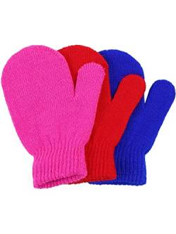 Geyoga 3 Paar Winter Kinder Strickhandschuhe Kleinkind Fäustlinge Warme Gestrickte Kinder Handschuhe (Helle Farbe, 1-4 Jahre) von Geyoga