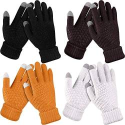 Geyoga 4 Paar Touchscreen Handschuhe (Schwarz, Weiß, Khaki, Kaffee) von Geyoga