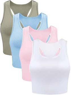 Geyoga 4 Stück Basic Crop Tank Top Baumwolle Ärmellos Racerback Crop Tank Top - - Klein von Geyoga