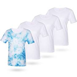Geyoga 4 Stück Frauen Sublimation Blank T-Shirt Weiß Polyester Shirts für Sublimation Kurzarm T-Shirt für Sommer, Weiß, XX-Large von Geyoga