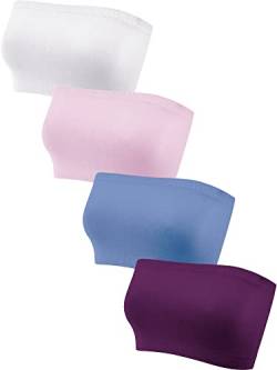 Geyoga 4 Stück Trägerlos Ungepolstert Bandeau Tube Top BH (Frische Farben, L) von Geyoga