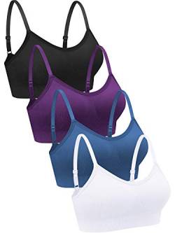 Geyoga 4 Stück V Kabellos Sport BH (XX-Groß, Schwarz, Lila, Blau, Weiß) von Geyoga