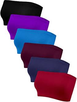 Geyoga 6 Nahtlos Bandeau BH (Schwarz, Lila, Seeblau, Lilarot, Marineblau, Burgund, L) von Geyoga