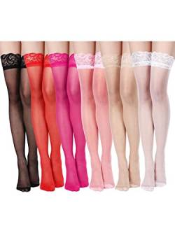 Geyoga 6 Paires Bas de Cuisse (Noir, Blanc, Couleur de Peau, Rouge, Rose Rouge, Rose) von Geyoga