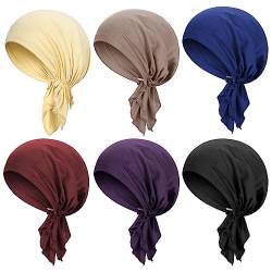 Geyoga 6 Stück Chemo Kopftücher Damen Turban Mützen Krebs Kopfbedeckung Haarausfall Bandanas (Vintage Farben, Elegant Stil) von Geyoga