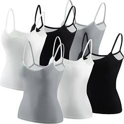 Geyoga 6 Stück Damen Thermo Tank Top mit Vlies Gefüttertes Unterwäsche Cami Tank Top (S) von Geyoga