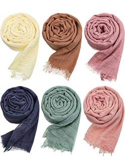 Geyoga Damen Schal Schal Baumwolle Mischung Falte Schal Wickel Kopftuch für Alle Jahreszeiten (Stilvolle Farben) von Geyoga