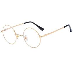 Ggpyyon Blaulichtfilter Brille Damen Herren Retro Runde Brille Blue Light Blocking Glasses Ohne Stärke Blockieren Blaulicht Brille Computerbrille(Gold) von Ggpyyon