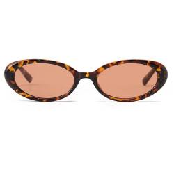 Ggpyyon Ovale Sonnenbrille Damen Oval Vintage 90er Retro Trendy Runde Sonnenbrillen für Damen Herren(Leopard/Braun) von Ggpyyon