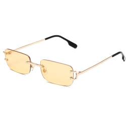 Ggpyyon Randlose rechteckige Sonnenbrille für Damen und Herren, Retro-Sonnenbrille, rahmenlose Brille, Gold/Champagner von Ggpyyon