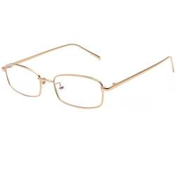 Ggpyyon Rechteckige Brillen Blaulichtfilter Brille für Herren Damen Blaufilter Brille Ohne Stärke Retro Metallgestell Brillenfassung Brille von Ggpyyon