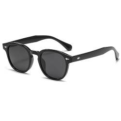 Ggpyyon Retro Oval Sonnenbrille für Damen Herren Vintage Rund Sonnenbrille für Männer Frauen UV400 Schutz(Schwarz/Grau) von Ggpyyon