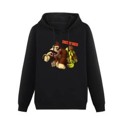 Ghee Donkey Kong Eat Banana Unisex Hooded Printed Pullover Hoodies Mens Black Sweatshirts Black L von Ghee