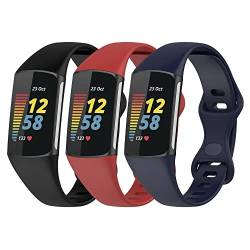 Gheper 3 Pack Slim Fit Bänder Kompatibel mit Fitbit Charge 6/Charge 5 Smartwatch Armband Weiches Silikon Ersatz Sportarmband für Damen und Herren von Gheper