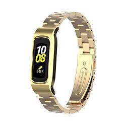 Gheper Metall Armband Kompatibel mit Samsung Galaxy Fit2 SM-R220 Edelstahl Schutzrahmen Gehäusedesign Armband Ersatz für Fit 2 SM-R220 Smartwatch Zubehör von Gheper