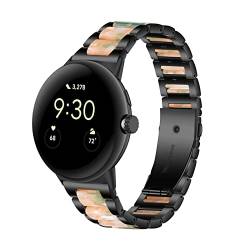 Gheper Resin Edelstahl Armband Kompatibel mit Google Pixel Watch 2 2023/Pixel Watch 2022 Smartwatch Schnelle Passform Metallarmband Ersatzarmband für Damen Herren von Gheper