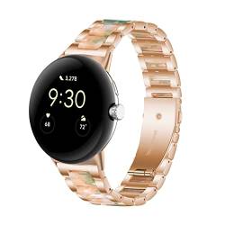 Gheper Resin Edelstahl Armband Kompatibel mit Google Pixel Watch 2 2023/Pixel Watch 2022 Smartwatch Schnelle Passform Metallarmband Ersatzarmband für Damen Herren von Gheper