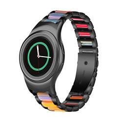 Gheper Resin Edelstahl Armband Kompatibel mit Samsung Gear S2 SM-R720/SM-R730 Schnelle Passform Metall Armband Ersatz für Gear S2 R720/R730 Smartwatch für Damen Herren von Gheper