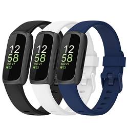 Gheper Uhrenarmbänder Kompatibel mit Fitbit Inspire 3 Smartwatch Band Schnellverschluss Ersatzarmband Armband Silikon Zubehör für Damen Herren S/L Größe von Gheper