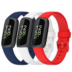 Gheper Uhrenarmbänder Kompatibel mit Fitbit Inspire 3 Smartwatch Band Schnellverschluss Ersatzarmband Armband Silikon Zubehör für Damen Herren S/L Größe von Gheper