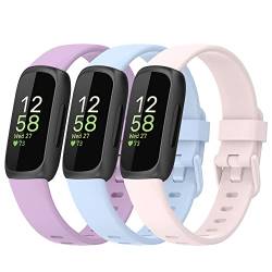 Gheper Uhrenarmbänder Kompatibel mit Fitbit Inspire 3 Smartwatch Band Schnellverschluss Ersatzarmband Armband Silikon Zubehör für Damen Herren S/L Größe von Gheper