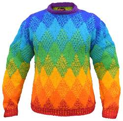 Gheri Bunter Strickpullover, mehrfarbig, Regenbogen-Diamant, Small von Gheri