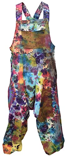 Gheri Herren Loose Fit Patchwork Bedruckte Baumwolle Harem Latzhose Tie Dye Marble Large von Gheri