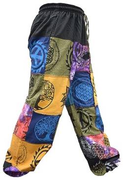 Gheri Herren Patchwork Krawattenfarbe Frieden Baumwolle Genie Fallschirm Yoga Hose L/XL von Gheri