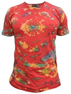 Gheri Herren T-Shirt, Baumwolle, Batikdesign, Festival, Hippie, Feuerspirale, M von Gheri