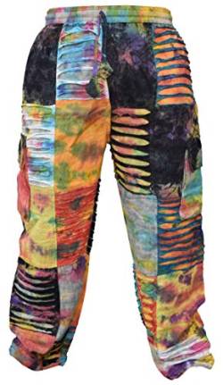 Gheri Herren Tie Dye Patchwork Rasiermesserschnitt Hippie Ladung Salon Hose XXL von Gheri