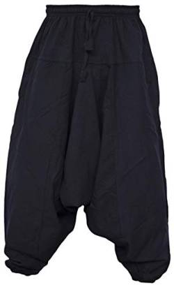 Little Kathmandu Herrenhose, Baumwolle, Hanf, weite Beine, tiefer Hosenschritt, Ninjahose, Black Hemp, L von Gheri