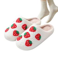 Erdbeerhausschuhe | Vintage Erdbeer-Schaumstoff-Memory-Hausschuhe | Startseite Flauschige Hausschuhe für Damen, Hausschuhe aus Erdbeer-Baumwolle für Mädchen Ghirting von Ghirting