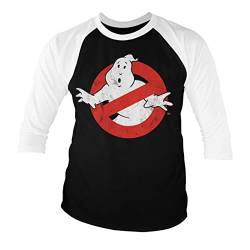 Ghostbusters Offizielles Lizenzprodukt Distressed Logo Baseball 3/4 Ärmel T-Shirt (Schwarz-Weiß), Large von Ghostbusters