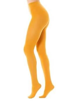 Gi&Gi Damen-Strumpfhose für den Winter, Mikrofaser, 3D, Strumpfhose mit hoher Taille, verstärkt, 120 Denier, Nr. 1274, bunt, gelb, L/XL von Gi&Gi