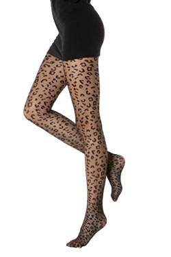 Gi&Gi Strumpfhose aus Leopard für Damen 40Den Extra Comfort Gute Qualität Made in Italy Nr. 1608, Schwarz , L/XL von Gi&Gi