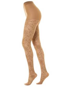 Gi&Gi Strumpfhose für Damen, durchscheinend, Strumpfhose mit Blumenmuster, 40 Denier N.1464, beige, L/XL von Gi&Gi