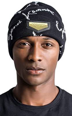 Gianni Kavanagh Herren Black GK Signature Beanie Mütze Hut, schwarz, One Size von Gianni Kavanagh