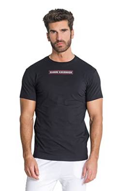Gianni Kavanagh Herren Black Under Tape Print Tee T-Shirt, schwarz, S von Gianni Kavanagh
