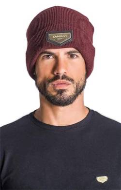 Gianni Kavanagh Herren Burgundy Beanie with Gold GK Plaque Winter-Hut, Burgunderrot, Einheitsgröße von Gianni Kavanagh