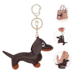 Giantree Schlüsselanhänger Dackel, Süße Welpe Hundetasche Anhänger Leder Glücksbringer Dackel Keychain Geschenke für Lieblingsmensch Frauen Männer Kinder Geburtstag Schlüsselring (dunkelbraun) von Giantree