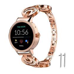 Giaogor Armband Kompatibel für Fossil Gen 5e Damen Smartwatch, Damen mit Diamant Premium Edelstahl Bracelet Gurt für Fossil Damen Touchscreen Smartwatch 5E (Roségold) von Giaogor