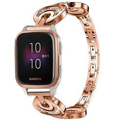 Giaogor Armband Kompatibel für Garmin Venu sq, Damen Metall Band Premium Edelstahl Bracelet Gurt für Garmin Venu SQ Smartwatch (Roségold) von Giaogor