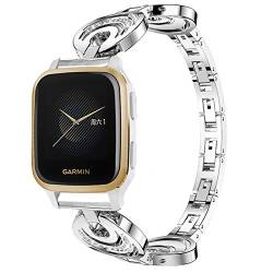 Giaogor Armband Kompatibel für Garmin Venu sq, Damen Metall Band Premium Edelstahl Bracelet Gurt für Garmin Venu SQ Smartwatch (Silber) von Giaogor