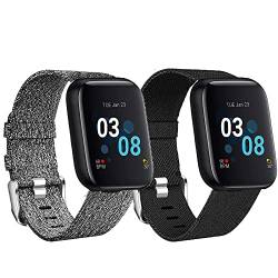 Giaogor Armband Kompatibel für iTouch Air 3, Nylon Strick Replacement Uhrenarmband für iTouch Air 3 Smartwatch (Schwarz+grau) von Giaogor