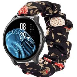 Giaogor Armband Kompatibel mit AGPTEK LW11, weiche Haargummis Uhrenarmband für AGPTEK LW11/ YAMAY SW022 Smartwatch (Schwarze Blumen) von Giaogor