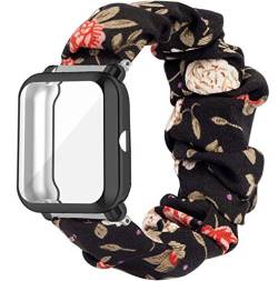 Giaogor Armband Kompatibel mit Amazfit Bip U, weiche Haargummis Uhrenarmband für Amazfit Bip U Smartwatch (Blume+schwarz hülle) von Giaogor