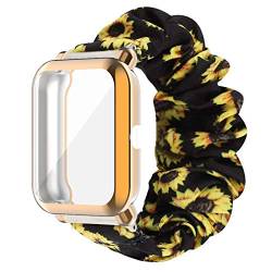 Giaogor Armband Kompatibel mit Amazfit Bip U, weiche Haargummis Uhrenarmband für Amazfit Bip U Smartwatch (Sonnenblume+Roségold hülle) von Giaogor