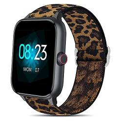 Giaogor Armband Kompatibel mit Blackview R3Pro, Einstellbar Stoff Armbänder, Weich und Dehnbar Elastizität Ersatzband für Blackview R3 Pro Smartwatch (Leopard) von Giaogor