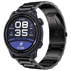 Giaogor Armband Kompatibel mit Coros PACE 2, Classic Edelstahl Uhrenarmband für Coros PACE 2 Smartwatch (schwarz) von Giaogor